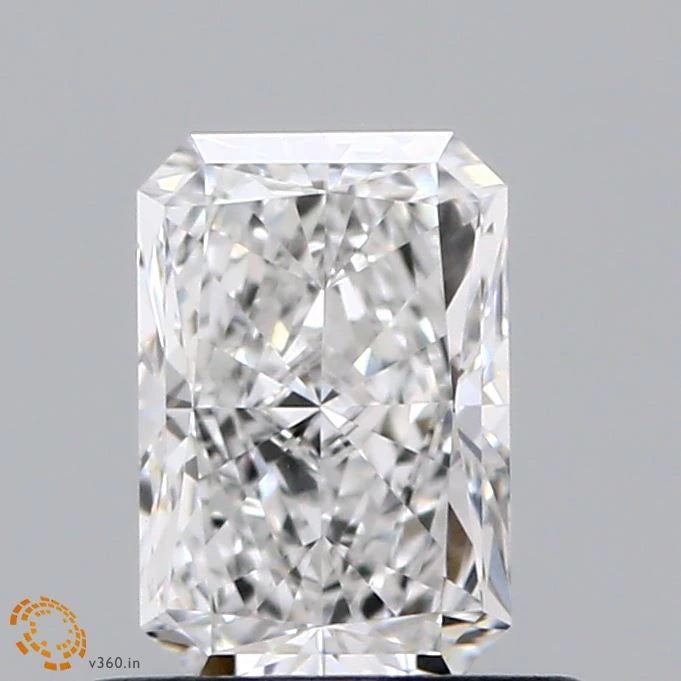 0.79 Carat Radiant Lab Grown Diamond, Excellent Polish, E Color, VVS2 Clarity