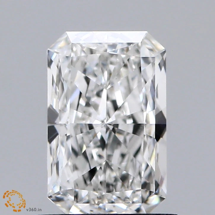 0.96 Carat Radiant Lab Grown Diamond, Excellent Polish, E Color, VS1 Clarity