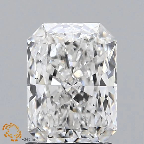 1.37 Carat Radiant Lab Grown Diamond, Excellent Polish, E Color, VS2 Clarity