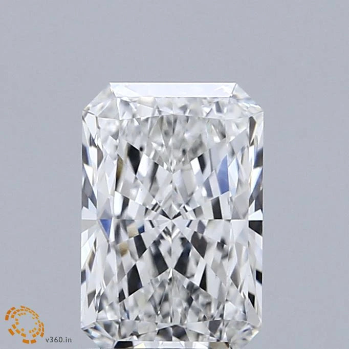 1.37 Carat Radiant Lab Grown Diamond, Excellent Polish, E Color, VVS2 Clarity