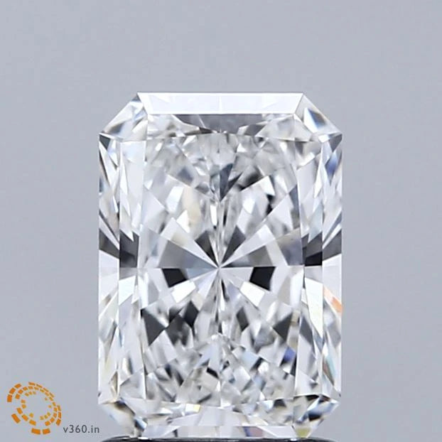 1.54 Carat Radiant Lab Grown Diamond, Excellent Polish, E Color, VVS2 Clarity