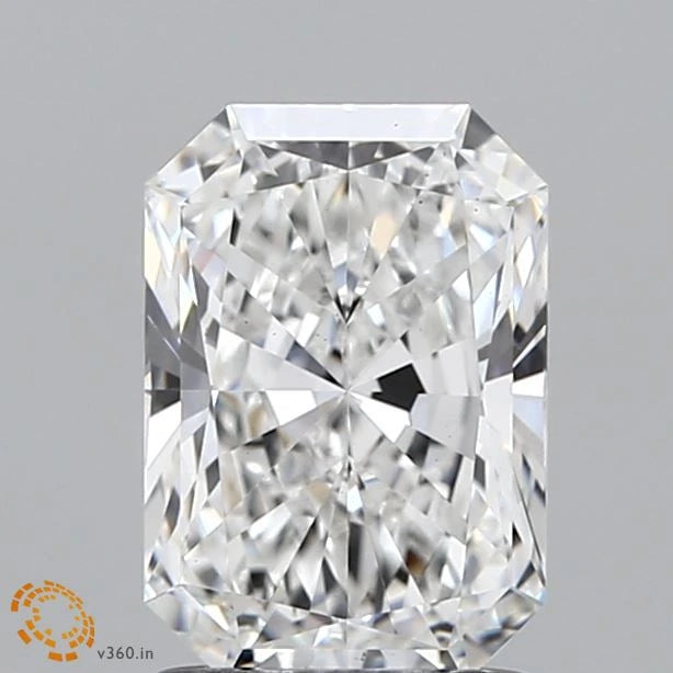 1.55 Carat Radiant Lab Grown Diamond, Excellent Cut, F Color, VS2 Clarity