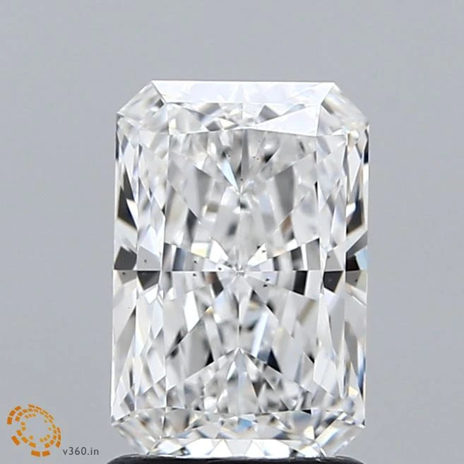 1.57 Carat Radiant Lab Grown Diamond, Excellent Polish, E Color, VS2 Clarity