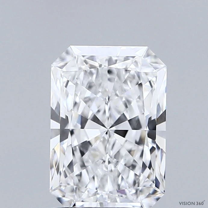 1.62 Carat Radiant Lab Grown Diamond, Excellent Polish, D Color, VVS1 Clarity