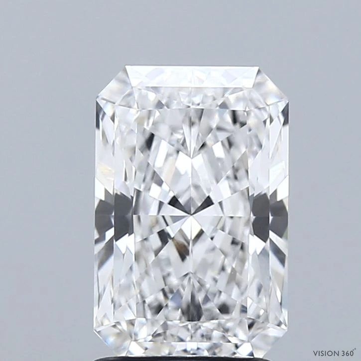 1.95 Carat Radiant Lab Grown Diamond, Excellent Polish, D Color, VVS2 Clarity
