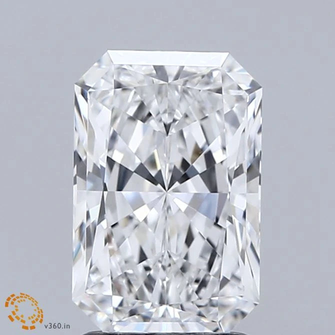2.01 Carat Radiant Lab Grown Diamond, Excellent Polish, D Color, VVS2 Clarity