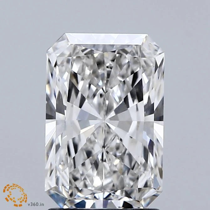 2.02 Carat Radiant Lab Grown Diamond, Excellent Polish, F Color, VVS2 Clarity
