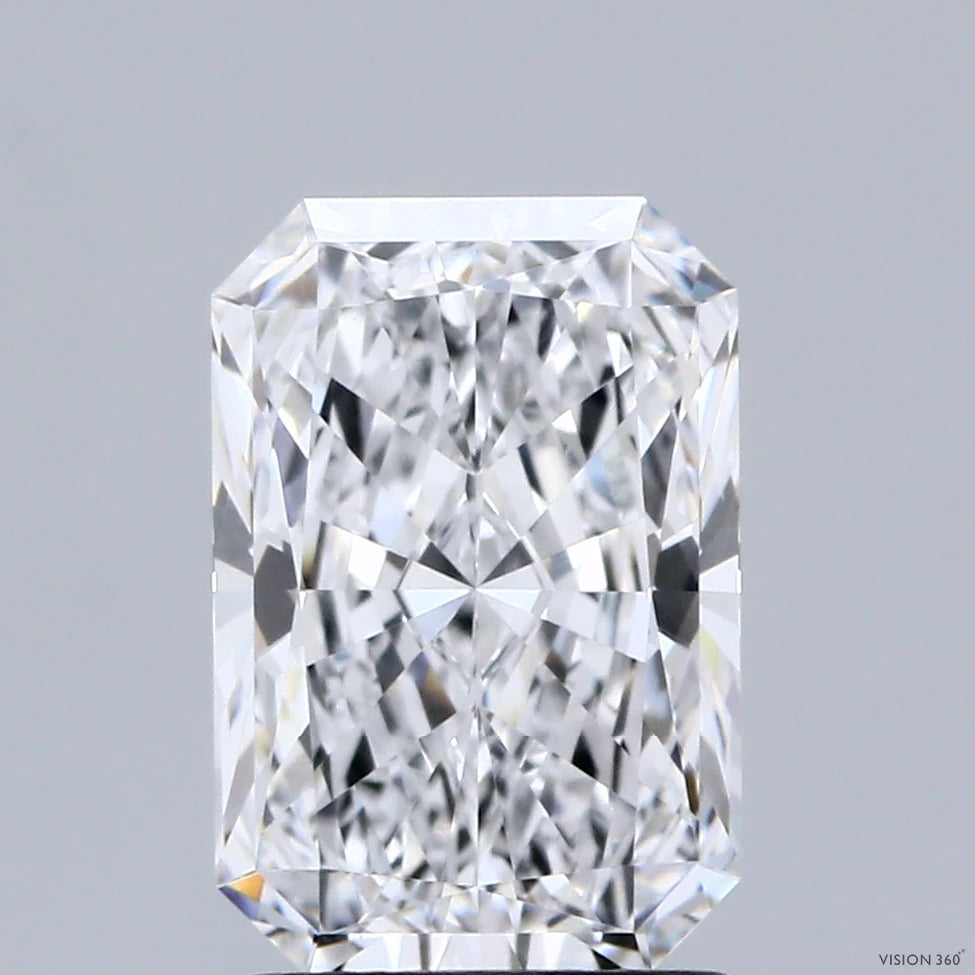 2.03 Carat Radiant Lab Grown Diamond, Excellent Polish, D Color, VVS1 Clarity