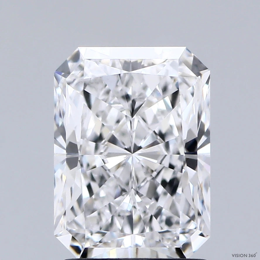 2.04 Carat Radiant Lab Grown Diamond, Excellent Polish, D Color, VS1 Clarity