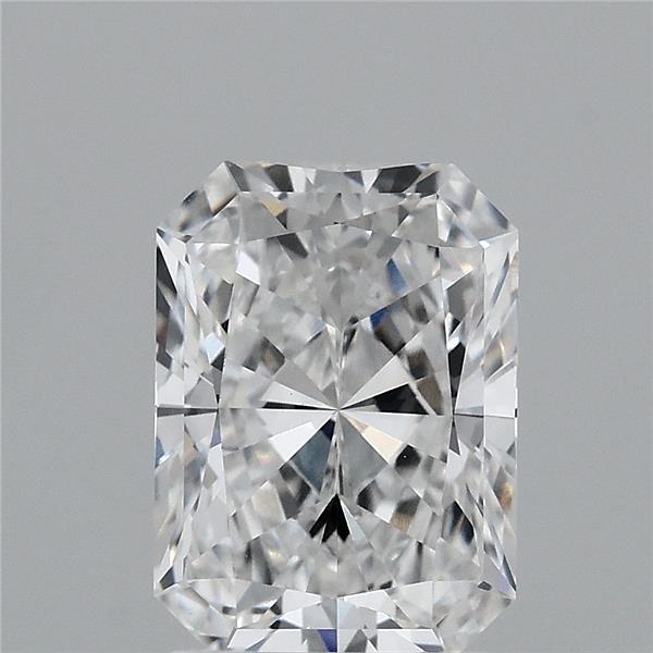 2.09 Carat Radiant Lab Grown Diamond, Excellent Polish, D Color, VVS2 Clarity