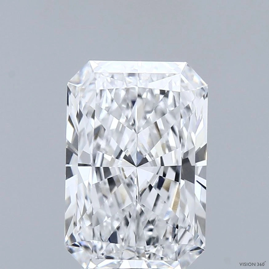3.05 Carat Radiant Lab Grown Diamond, Excellent Polish, D Color, IF Clarity