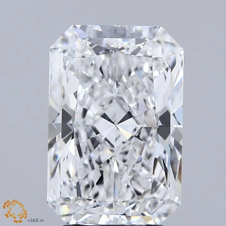 3.08 Carat Radiant Lab Grown Diamond, Excellent Polish, D Color, VVS2 Clarity