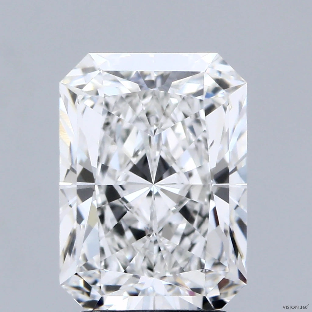 3.25 Carat Radiant Lab Grown Diamond, Excellent Polish, E Color, VVS2 Clarity
