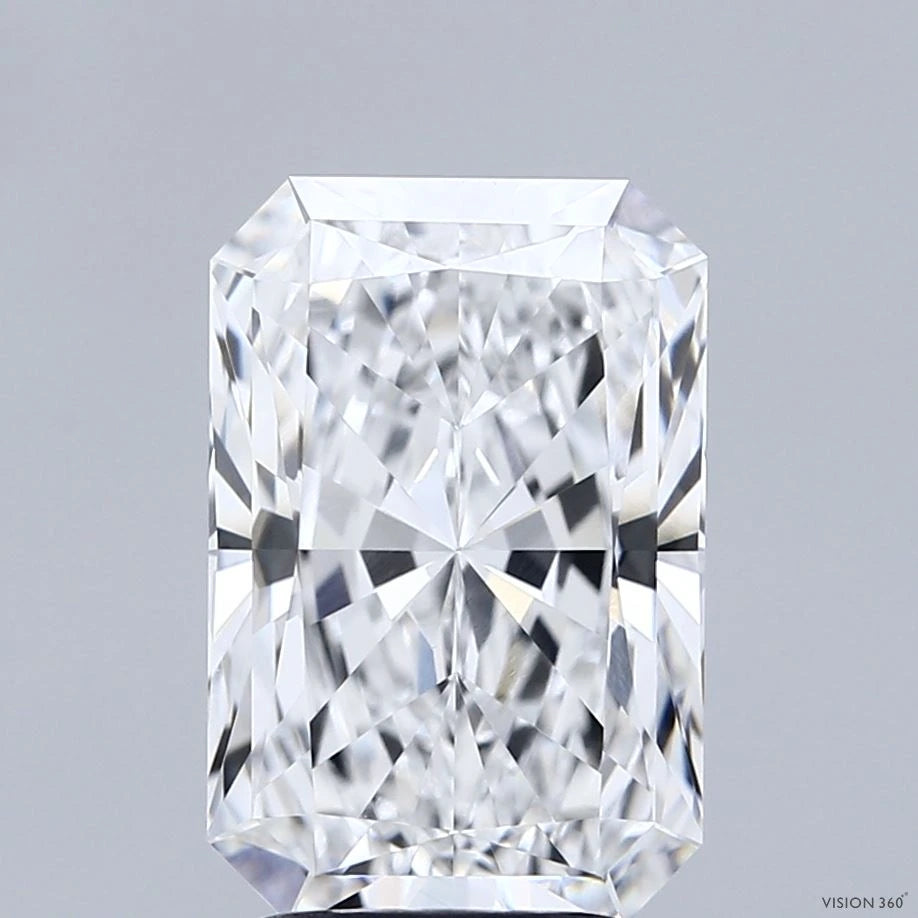3.66 Carat Radiant Lab Grown Diamond, Excellent Polish, D Color, VVS1 Clarity