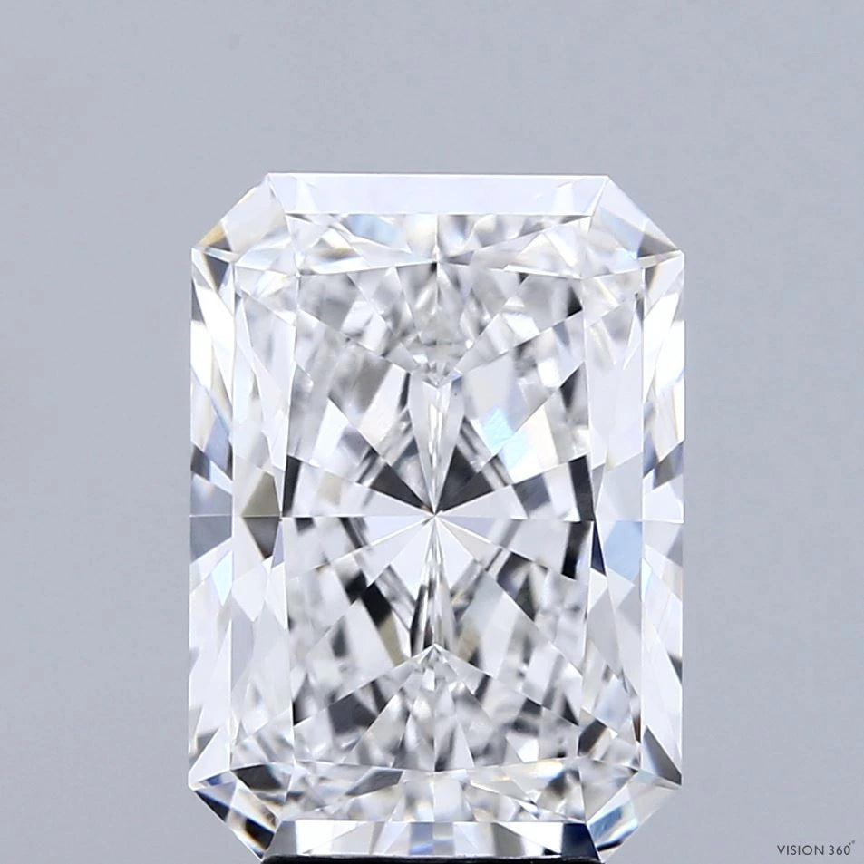 5.01 Carat Radiant Lab Grown Diamond, Excellent Polish, E Color, VVS2 Clarity