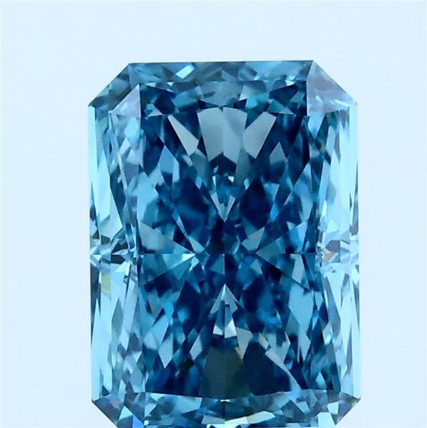 2.05 Carat Radiant Lab Grown Diamond, Fancy Vivid Blue Color, VVS2 Clarity