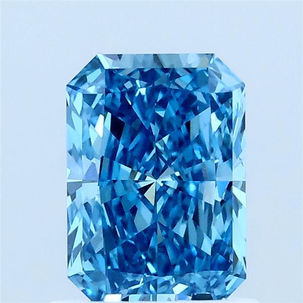 1.00 Carat Radiant Lab Grown Diamond, Fancy Vivid Blue Color, VVS2 Clarity