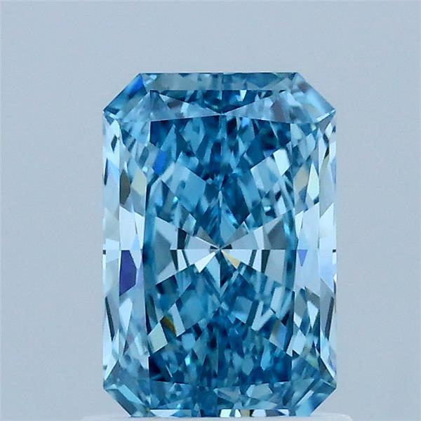 1.04 Carat Radiant Lab Grown Diamond, Fancy Vivid Blue Color, VVS2 Clarity