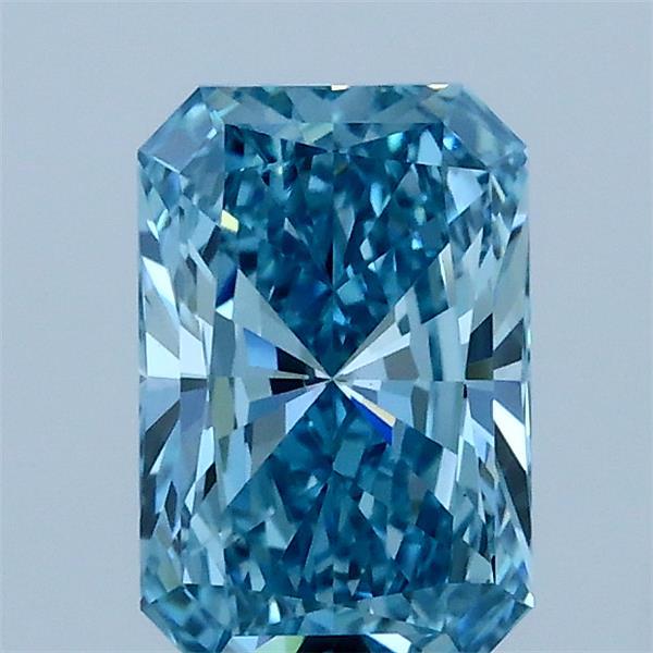 1.11 Carat Radiant Lab Grown Diamond, Fancy Vivid Blue Color, VS1 Clarity