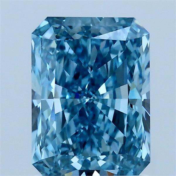 1.50 Carat Radiant Lab Grown Diamond, Fancy Vivid Blue Color, VS1 Clarity