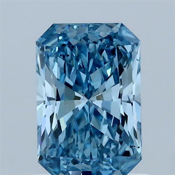 1.04 Carat Radiant Lab Grown Diamond, Fancy Vivid Blue Color, VS2 Clarity