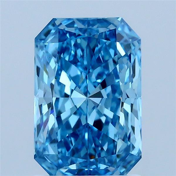1.51 Carat Radiant Lab Grown Diamond, Fancy Vivid Blue Color, VS1 Clarity