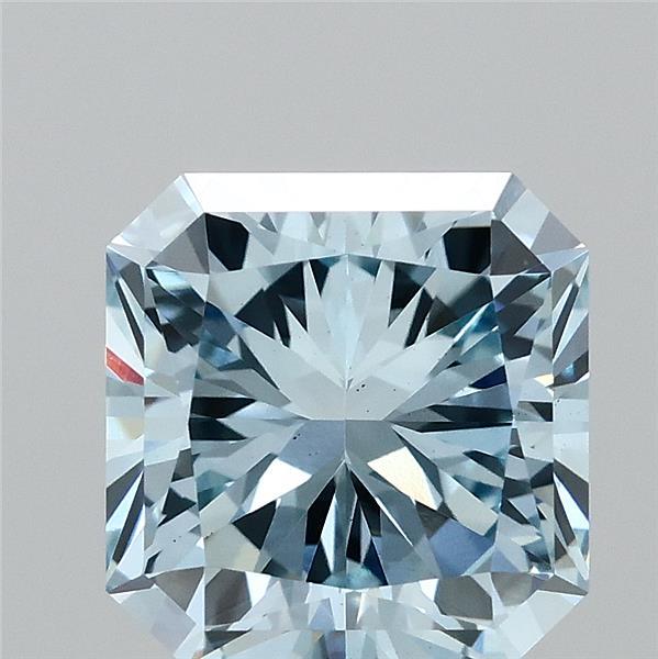 2.91 Carat Radiant Lab Grown Diamond, Fancy Intense Blue Color, VS1 Clarity
