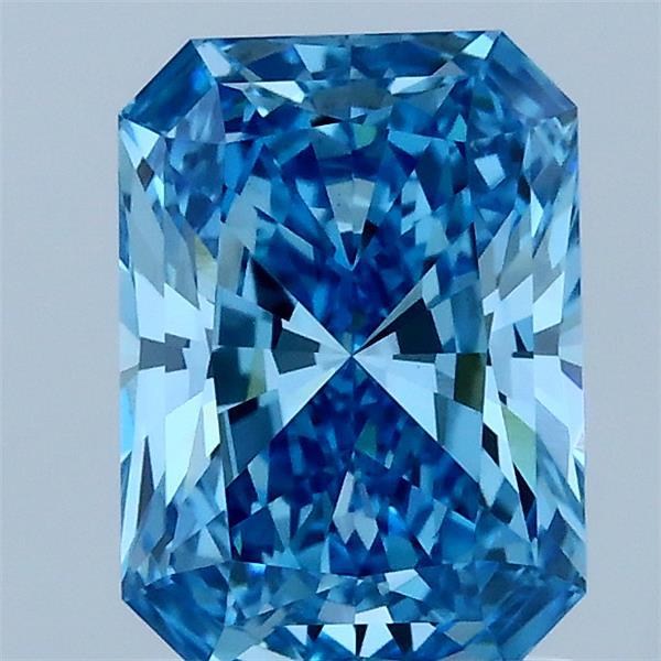1.53 Carat Radiant Lab Grown Diamond, Fancy Vivid Blue Color, VVS2 Clarity