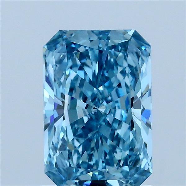 1.30 Carat Radiant Lab Grown Diamond, Fancy Vivid Blue Color, VS1 Clarity
