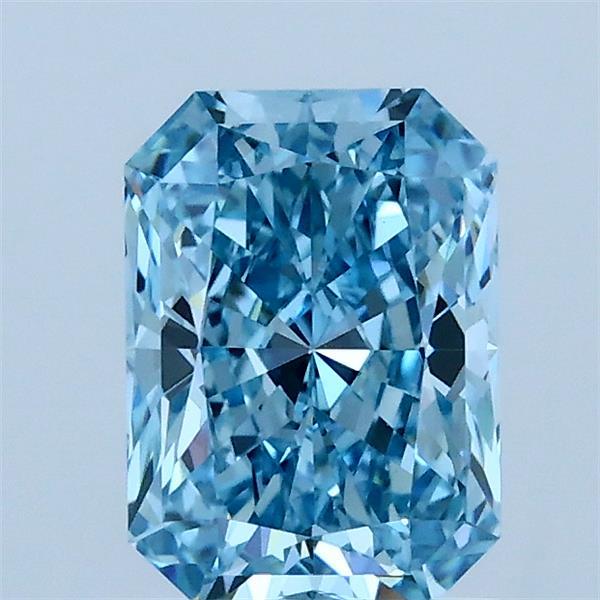 1.15 Carat Radiant Lab Grown Diamond, Fancy Vivid Blue Color, VVS2 Clarity