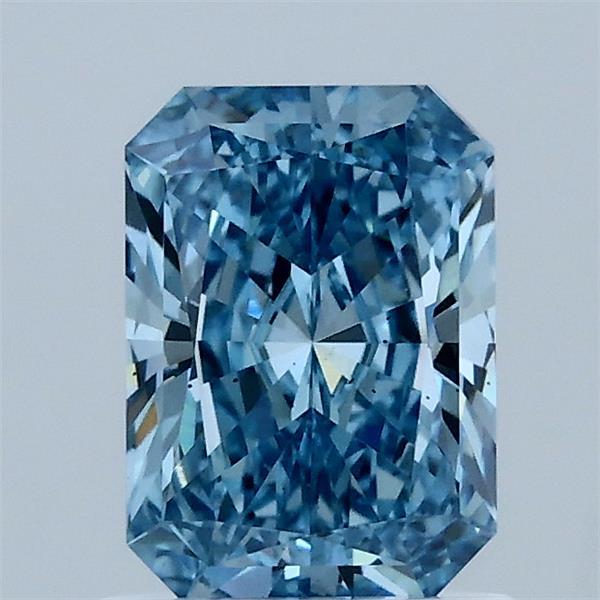1.14 Carat Radiant Lab Grown Diamond, Fancy Vivid Blue Color, VS2 Clarity