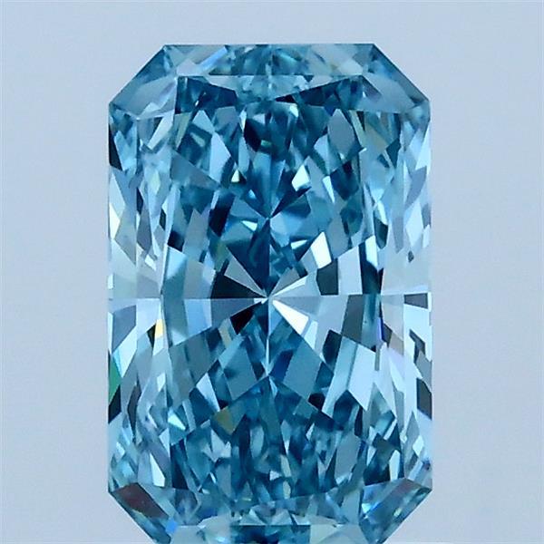 1.15 Carat Radiant Lab Grown Diamond, Fancy Vivid Blue Color, VVS2 Clarity