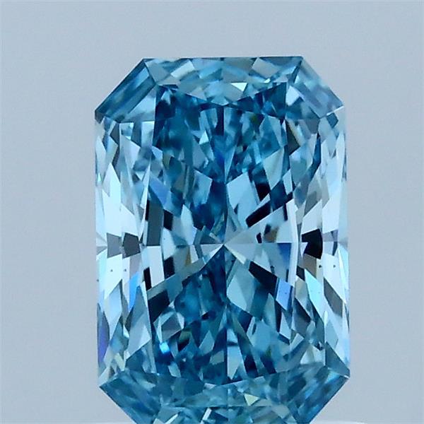 1.03 Carat Radiant Lab Grown Diamond, Fancy Vivid Blue Color, VS2 Clarity
