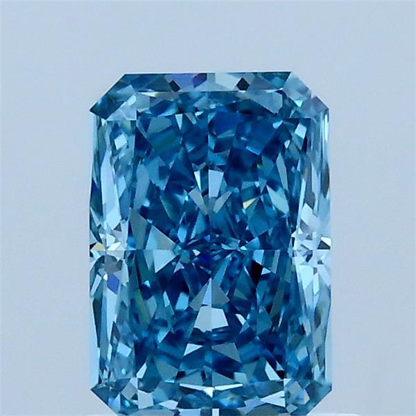 1.02 Carat Radiant Lab Grown Diamond, Fancy Vivid Blue Color, VVS1 Clarity