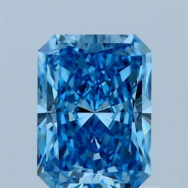 1.12 Carat Radiant Lab Grown Diamond, Fancy Vivid Blue Color, VS1 Clarity