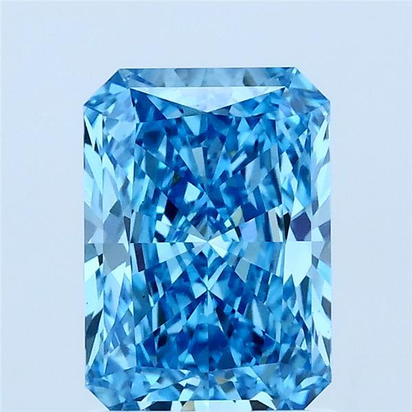 1.46 Carat Radiant Lab Grown Diamond, Fancy Vivid Blue Color, VS1 Clarity