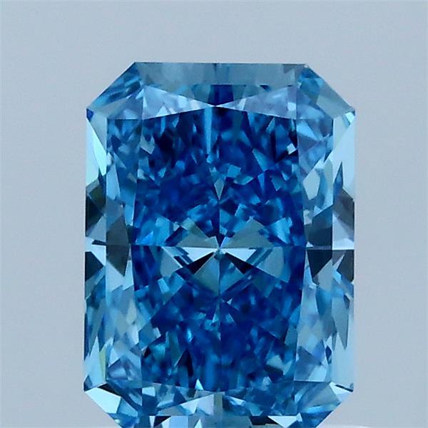 1.18 Carat Radiant Lab Grown Diamond, Fancy Vivid Blue Color, VS1 Clarity