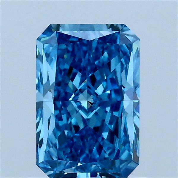 1.10 Carat Radiant Lab Grown Diamond, Fancy Vivid Blue Color, VVS1 Clarity