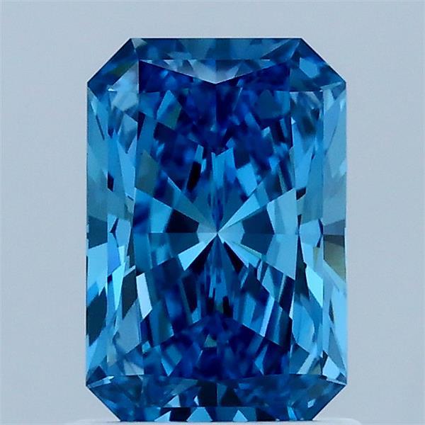 1.17 Carat Radiant Lab Grown Diamond, Fancy Vivid Blue Color, VVS2 Clarity
