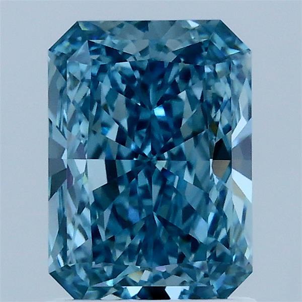 1.52 Carat Radiant Lab Grown Diamond, Fancy Vivid Blue Color, VVS2 Clarity