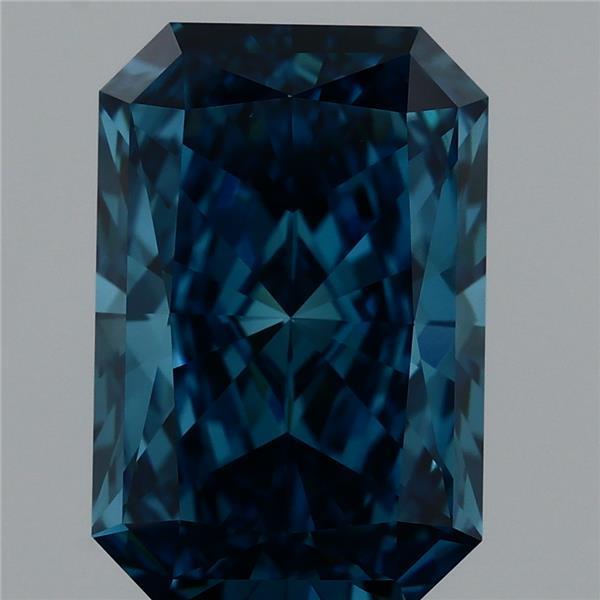 3.61 Carat Radiant Lab Grown Diamond, Fancy Vivid Blue Color, VVS2 Clarity