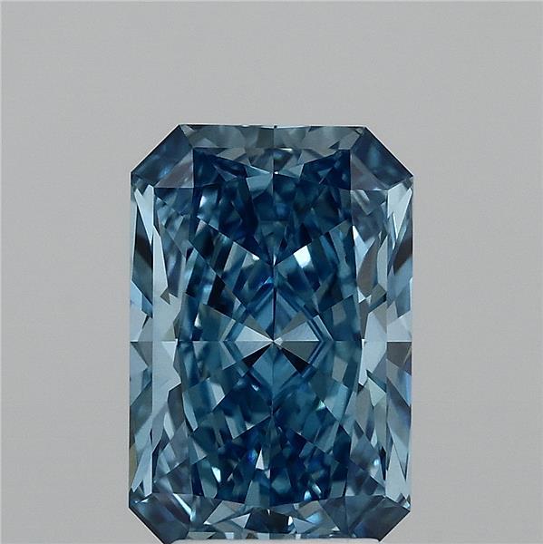 3.05 Carat Radiant Lab Grown Diamond, Fancy Vivid Blue Color, VS1 Clarity