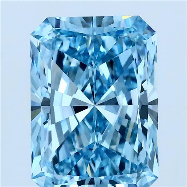 2.50 Carat Radiant Lab Grown Diamond, Fancy Vivid Blue Color, VVS2 Clarity