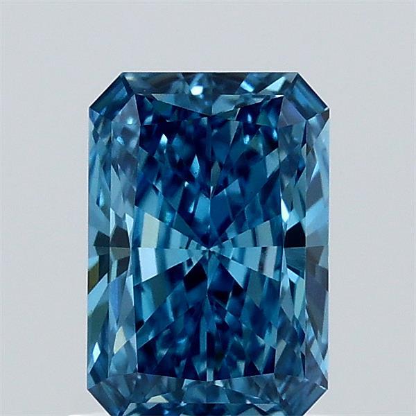 1.01 Carat Radiant Lab Grown Diamond, Fancy Vivid Blue Color, VS1 Clarity