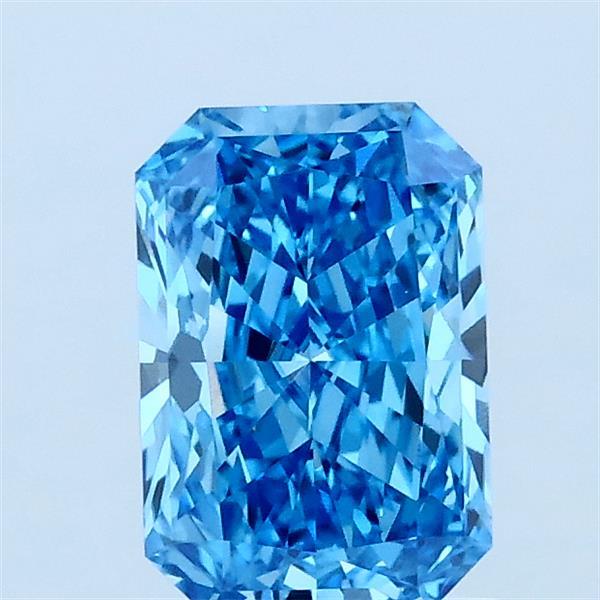 1.00 Carat Radiant Lab Grown Diamond, Fancy Vivid Blue Color, VVS2 Clarity