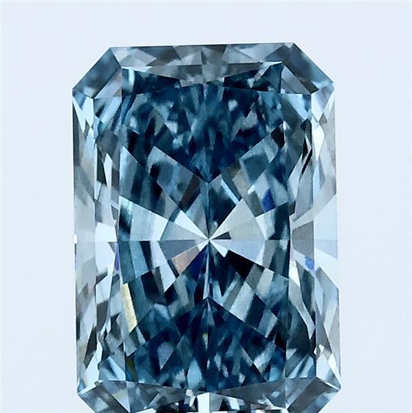 2.10 Carat Radiant Lab Grown Diamond, Fancy Vivid Blue Color, SI1 Clarity
