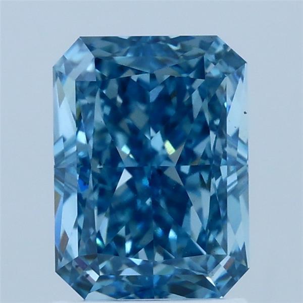 2.03 Carat Radiant Lab Grown Diamond, Fancy Vivid Blue Color, VS1 Clarity