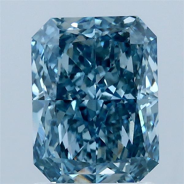 2.11 Carat Radiant Lab Grown Diamond, Fancy Vivid Blue Color, VS1 Clarity