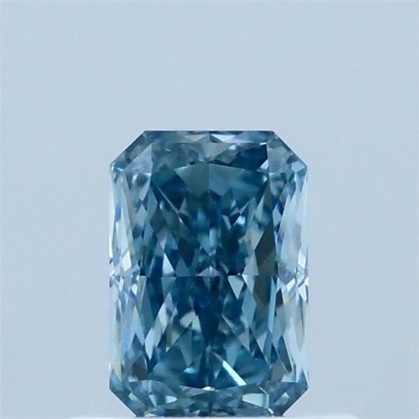 0.69 Carat Radiant Lab Grown Diamond, Fancy Vivid Blue Color, VVS2 Clarity