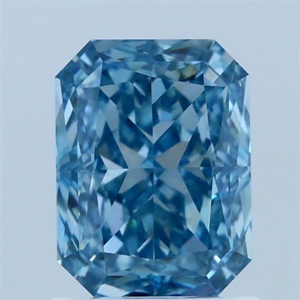 1.51 Carat Radiant Lab Grown Diamond, Fancy Vivid Blue Color, VS1 Clarity